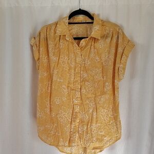 a.n.a Yellow Floral Button Down Shirt